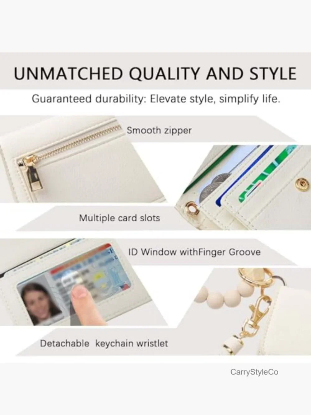 RFID Keychain Wallet Wristlet for Women Small Trifold with Coin Pocket